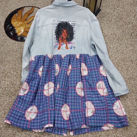 3169 Size XXXL Time & Tru Upcycled Jean Tunic Jacket - Picture 1 of 7